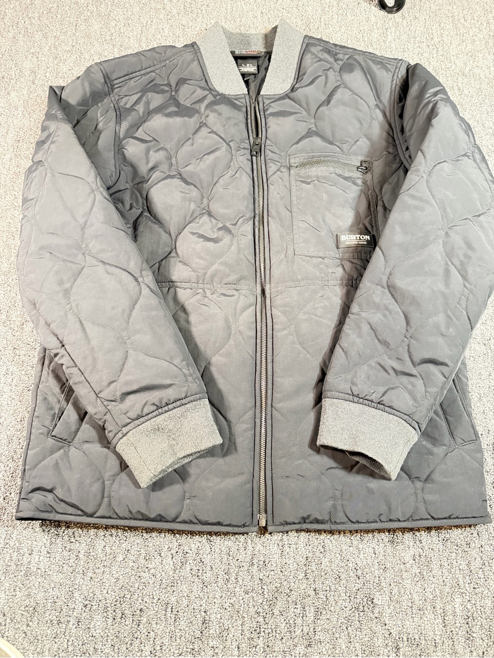 Burton Men’s Living Lining Large Quilted Black & Gray Lightweight Bomber Jacket